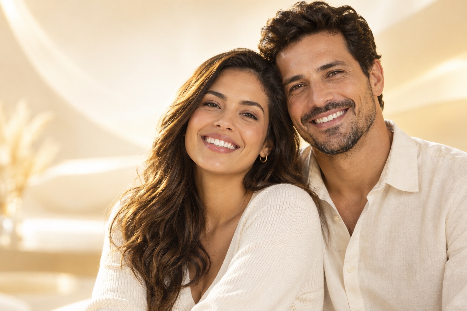 Duas pessoas sorrindo em uma imagem ilustrativa da campanha